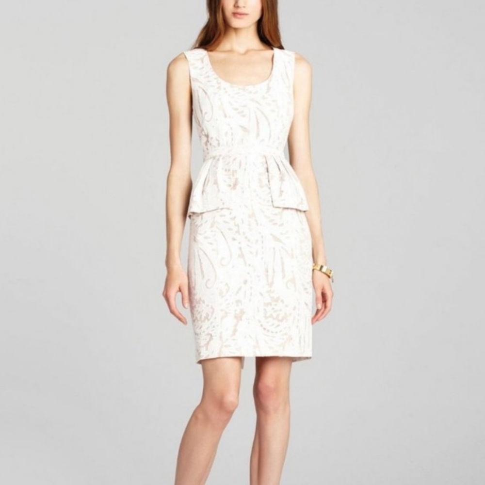 BCBG Maxazria Lace/Crochet Cream/Tan Dress - 2